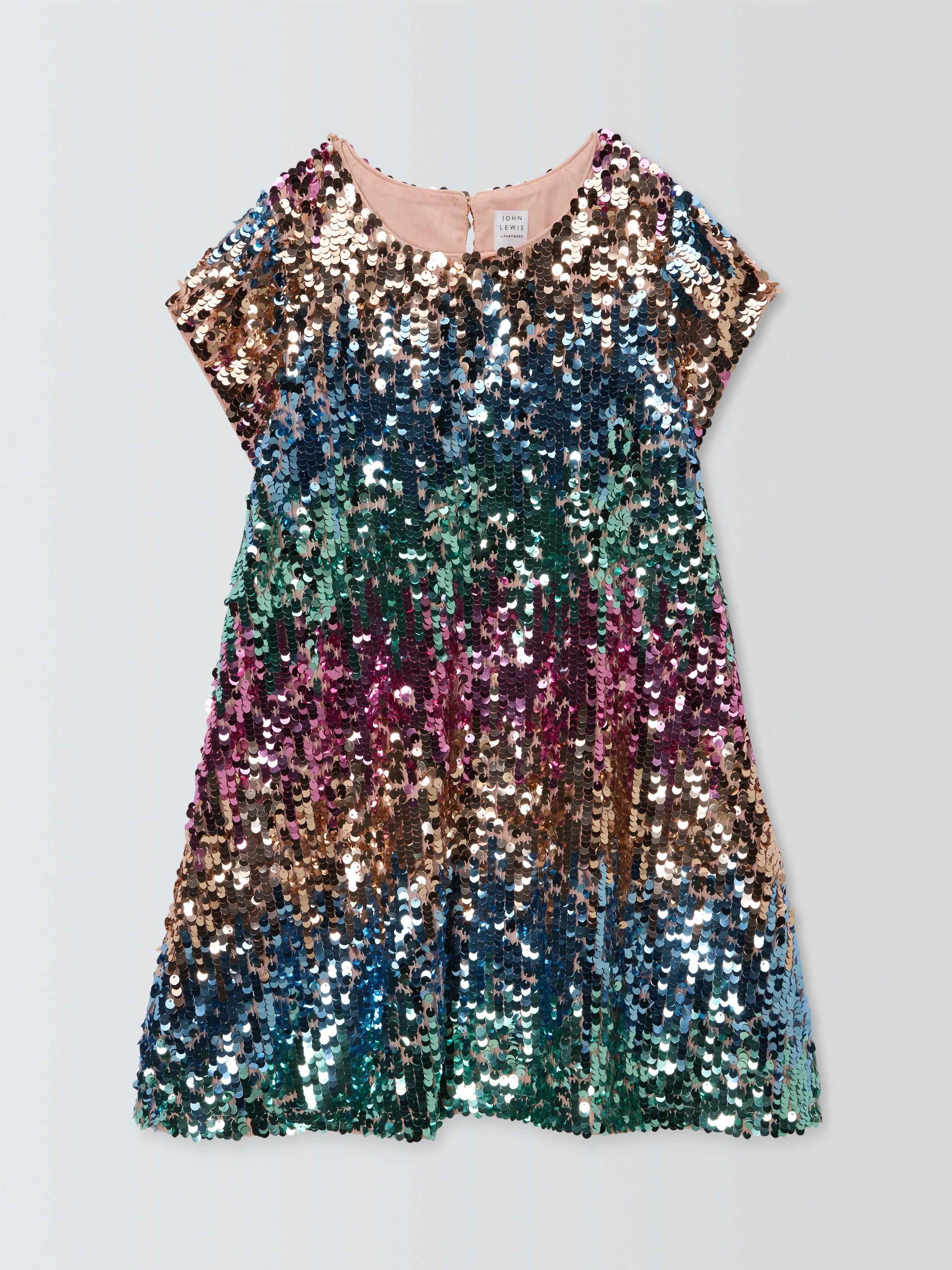 Product image 3 of 6, which shows John Lewis Kids' Ombre Sequin Party Dress, Multi, 7 years
