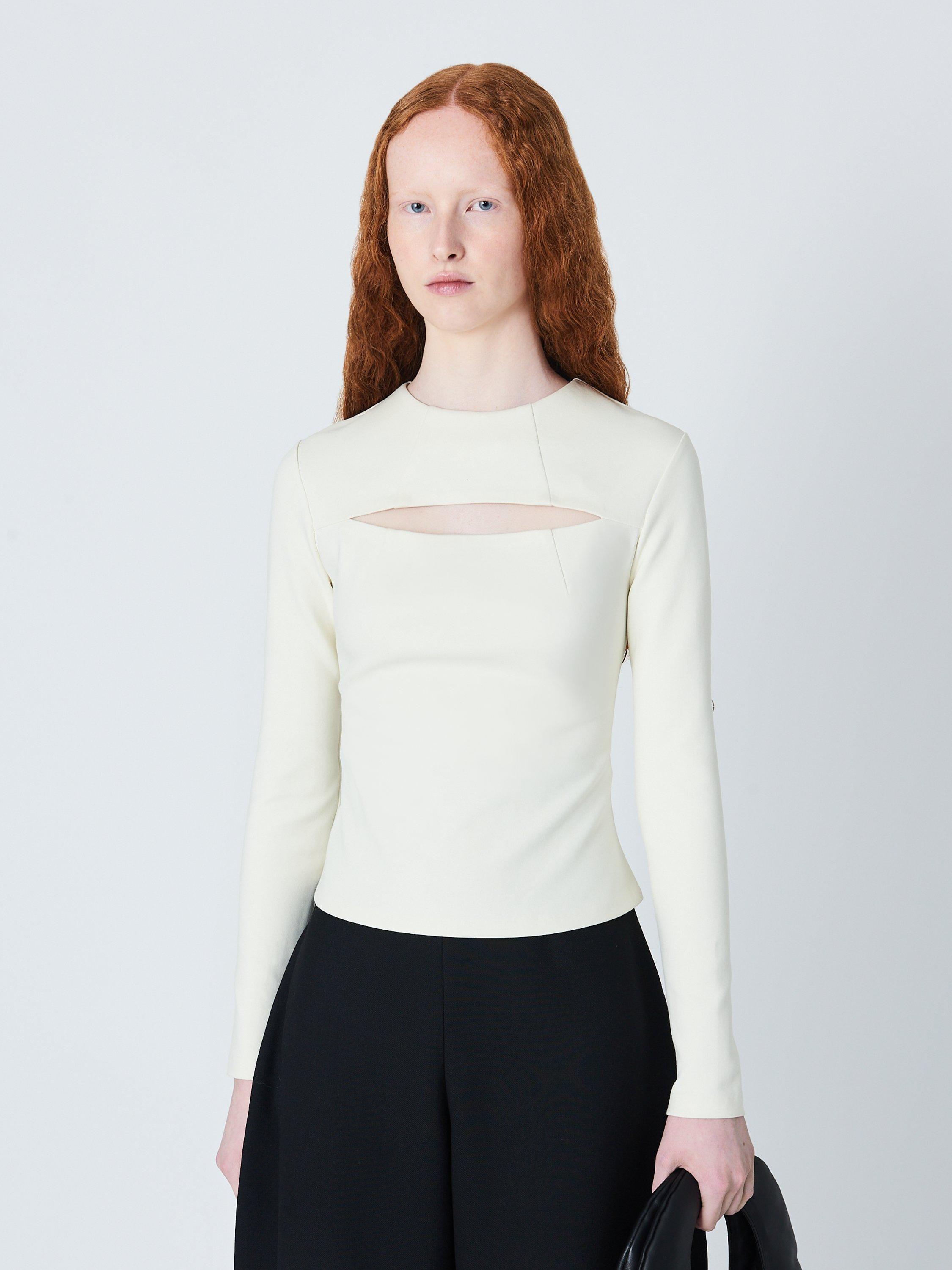 Product image 1 of 6, which shows John Lewis x A.W.A.K.E. MODE Slim Fit Cut Out Top, Ecru, 10