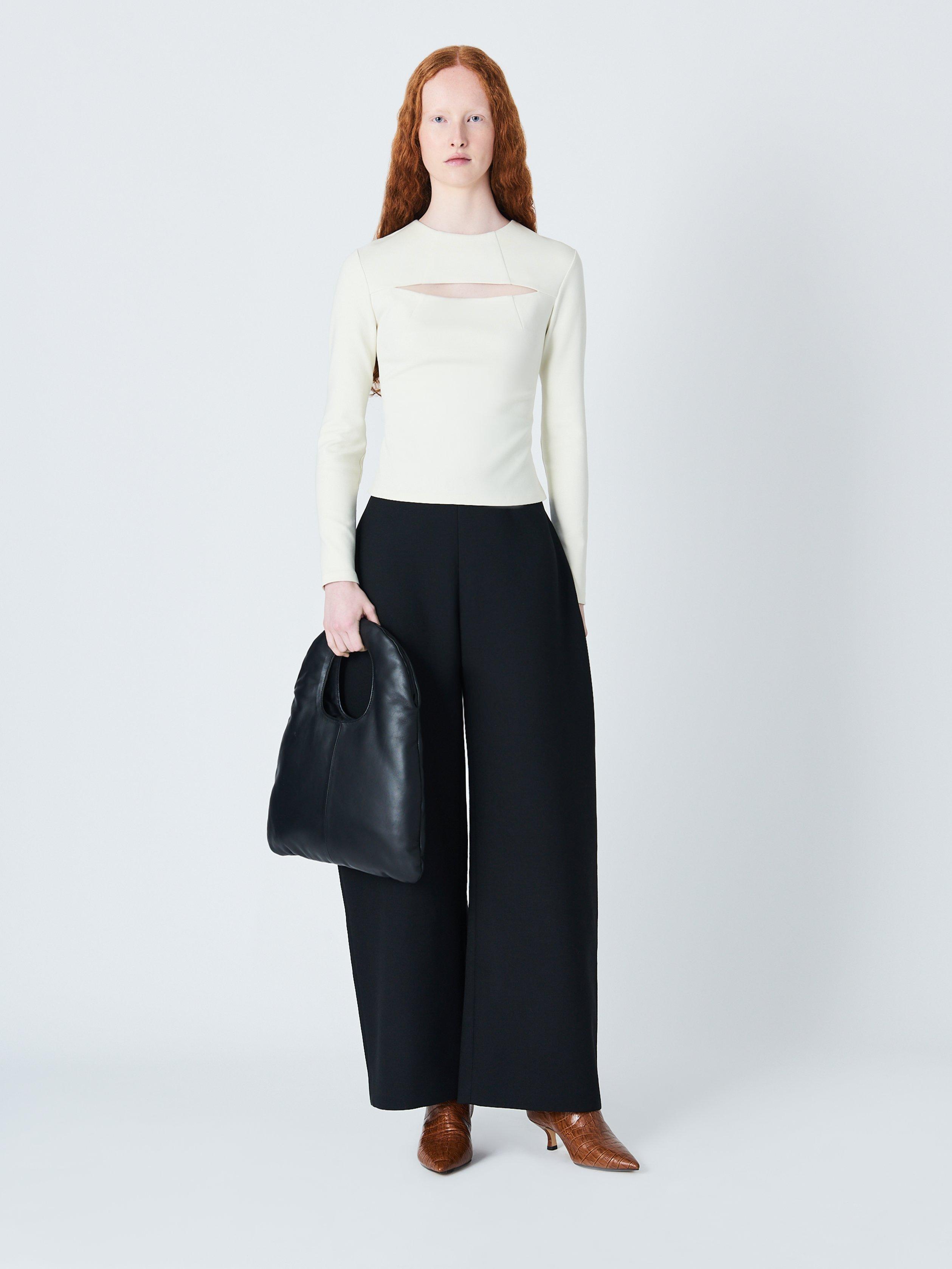 Product image 3 of 6, which shows John Lewis x A.W.A.K.E. MODE Slim Fit Cut Out Top, Ecru, 10