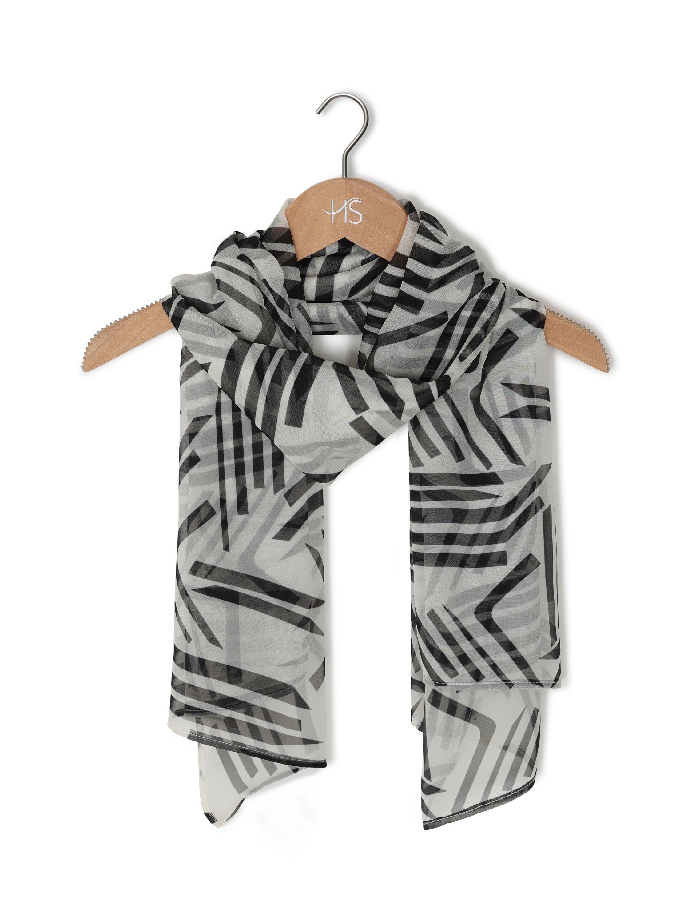 Product image 2 of 3, which shows HotSquash Chiffon Scarf, Black/White, One Size