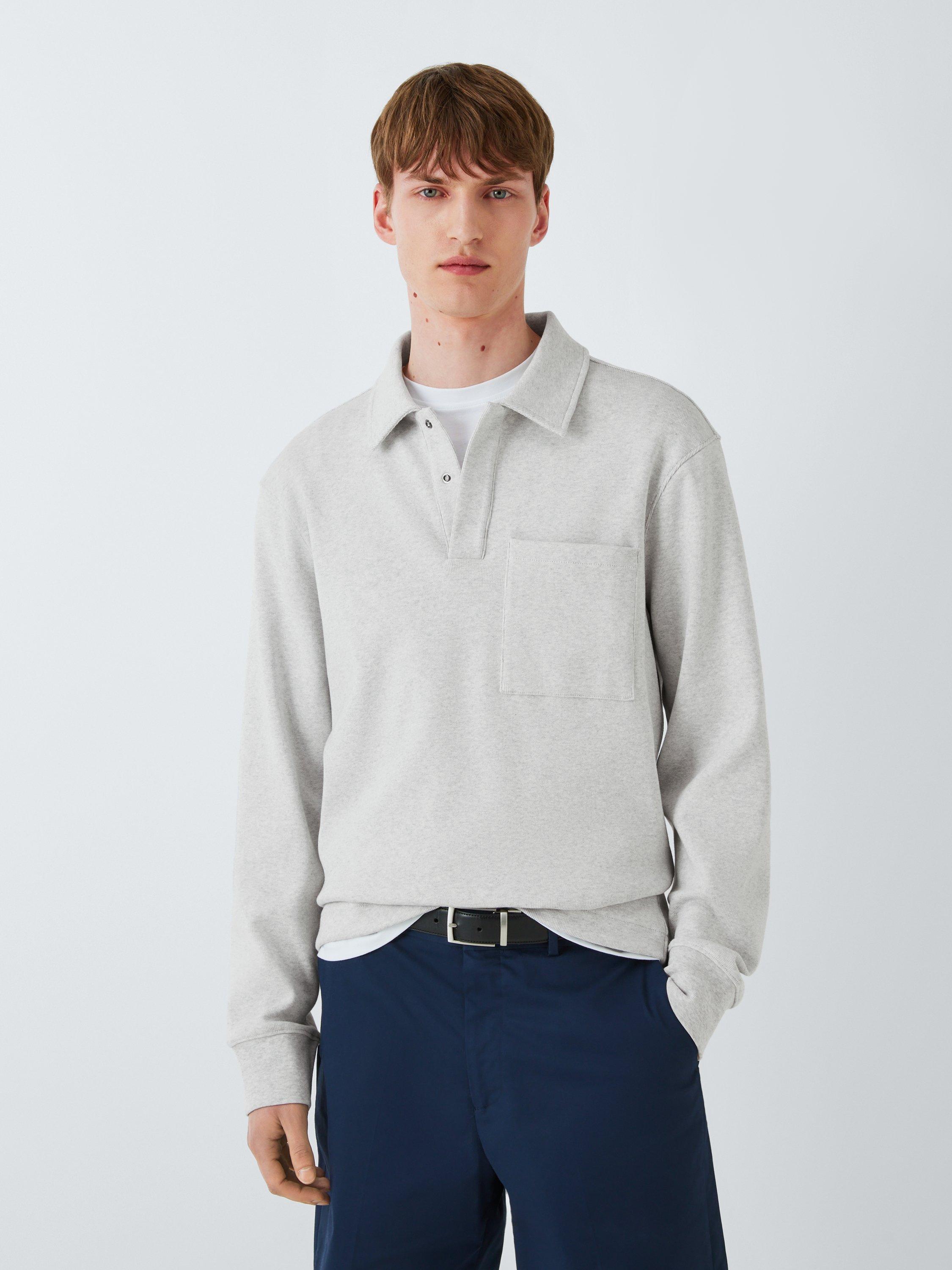 Kin Modern Collar Knit Sweatshirt, Light Grey Melange