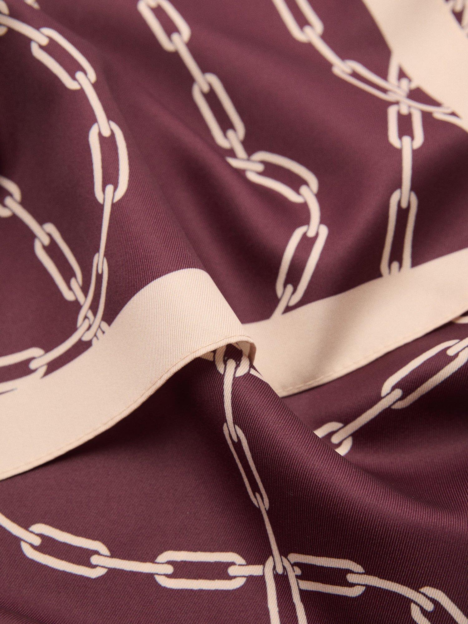 Product image 2 of 3, which shows Mango Chain Print Square Scarf, Dark Red