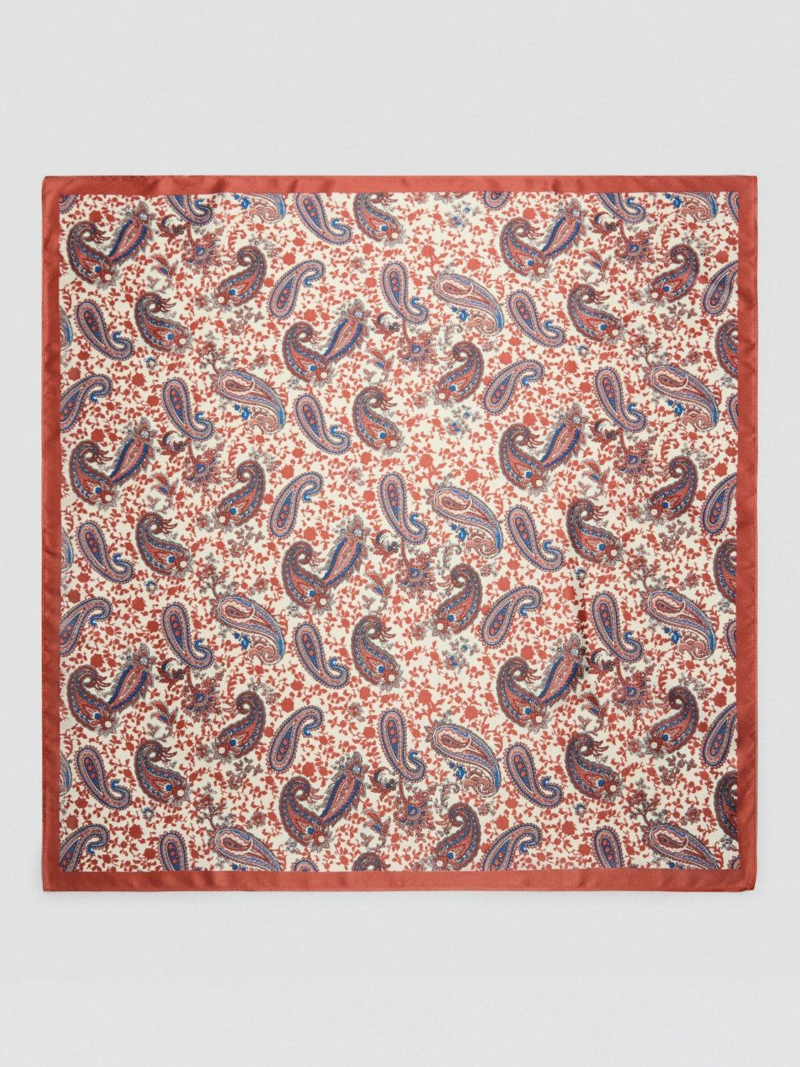 Mango Naia Paisley Satin Scarf, Dark Red