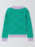 Olivia Rubin Kids' Dee Pointelle Cardigan, Green Cherry