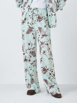 John Lewis Phlox Palm Print Trousers, Blue/Multi, Blue/Multi