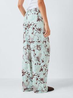 John Lewis Phlox Palm Print Trousers, Blue/Multi - view 2, Blue/Multi