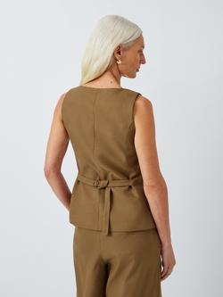 John Lewis Cotton Linen Blend Waiscoat, Khaki - view 2, Khaki