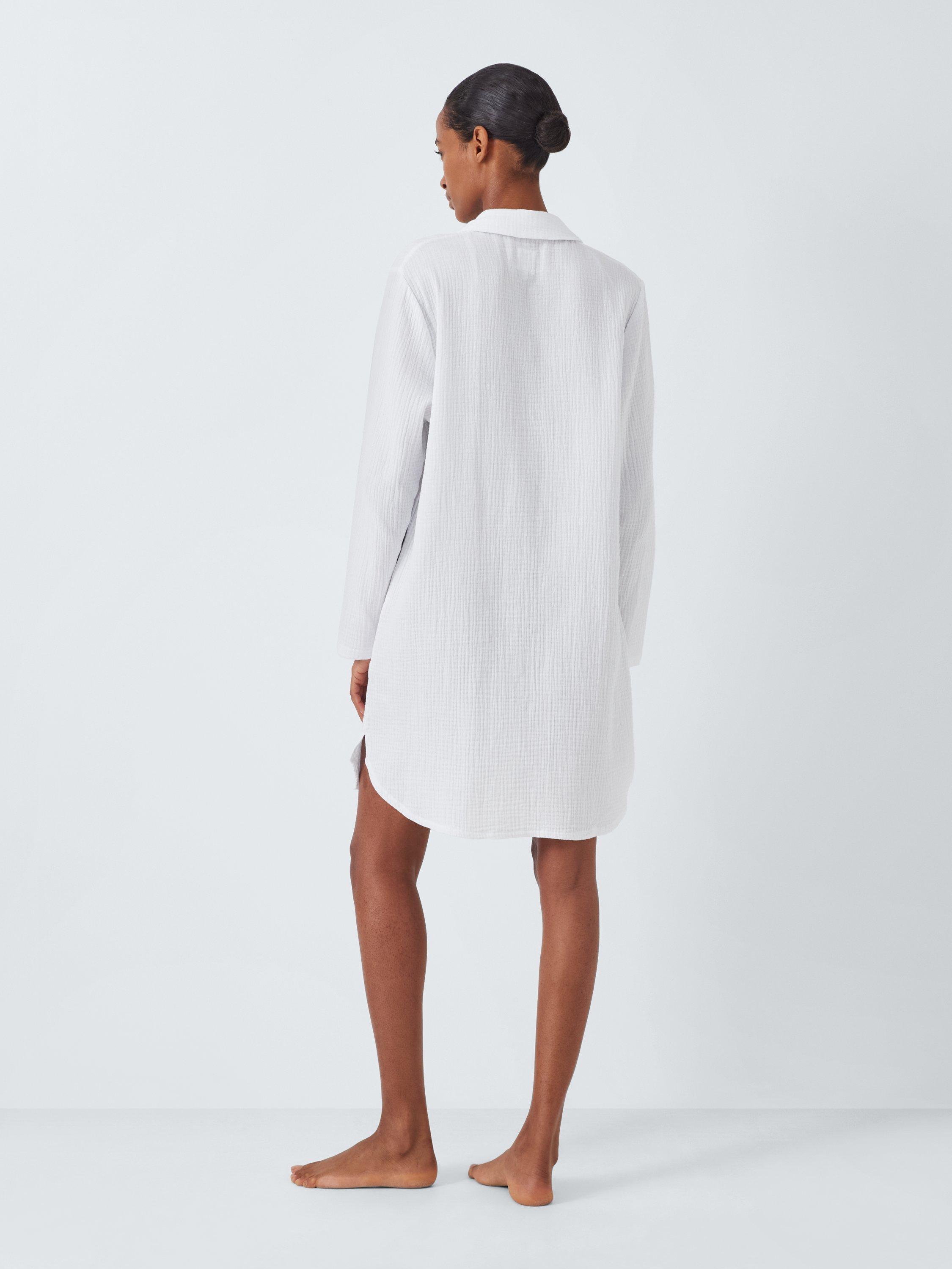 Product image 2 of 6, which shows John Lewis Double Cloth Cotton Nightshirt, White, 8