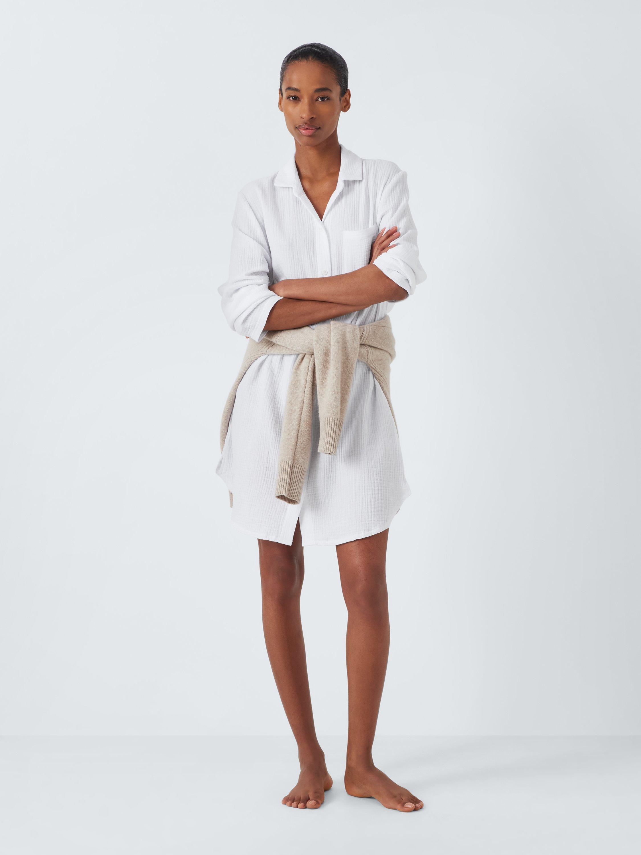 Product image 3 of 6, which shows John Lewis Double Cloth Cotton Nightshirt, White, 8