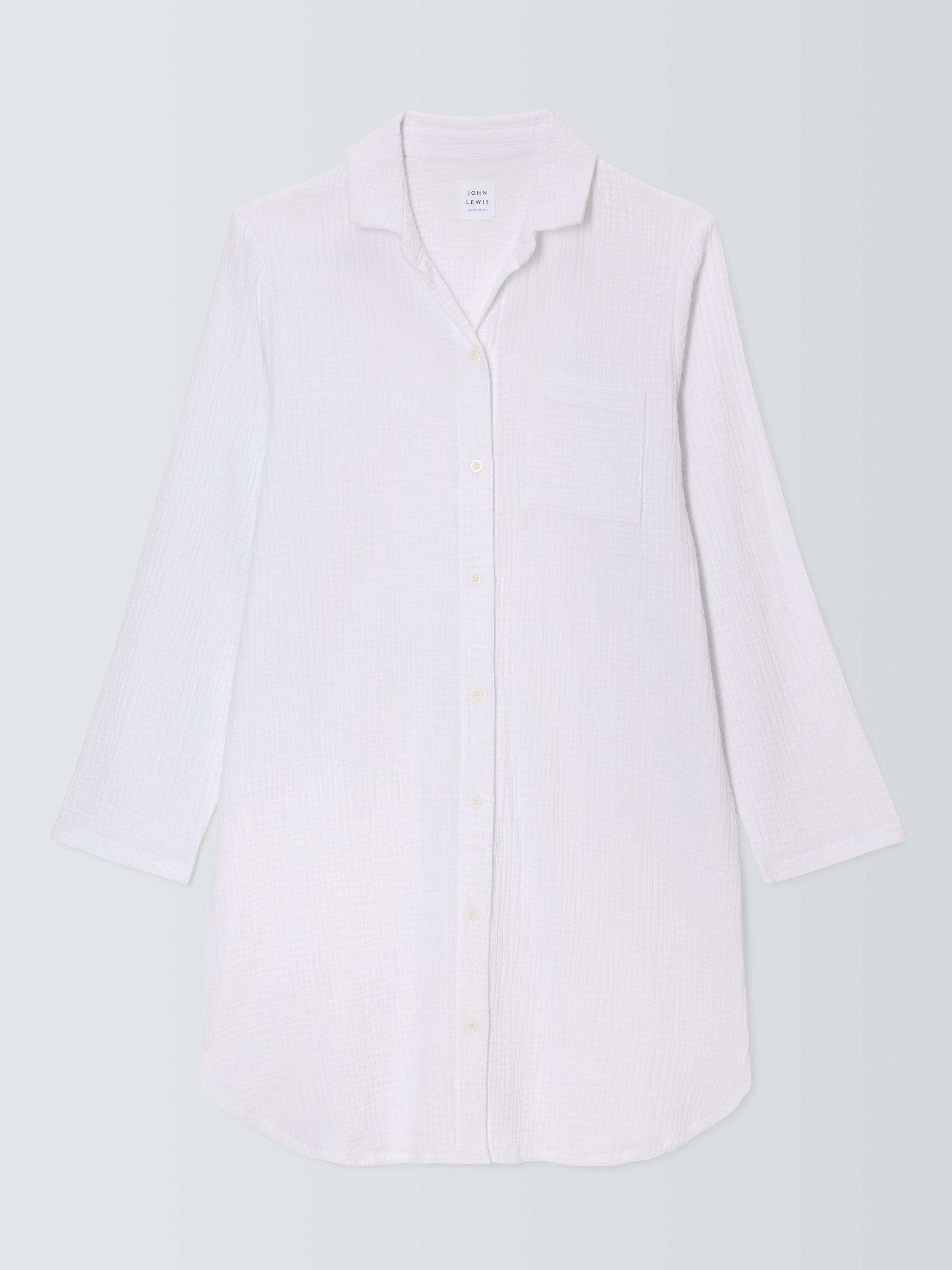 Product image 4 of 6, which shows John Lewis Double Cloth Cotton Nightshirt, White, 8