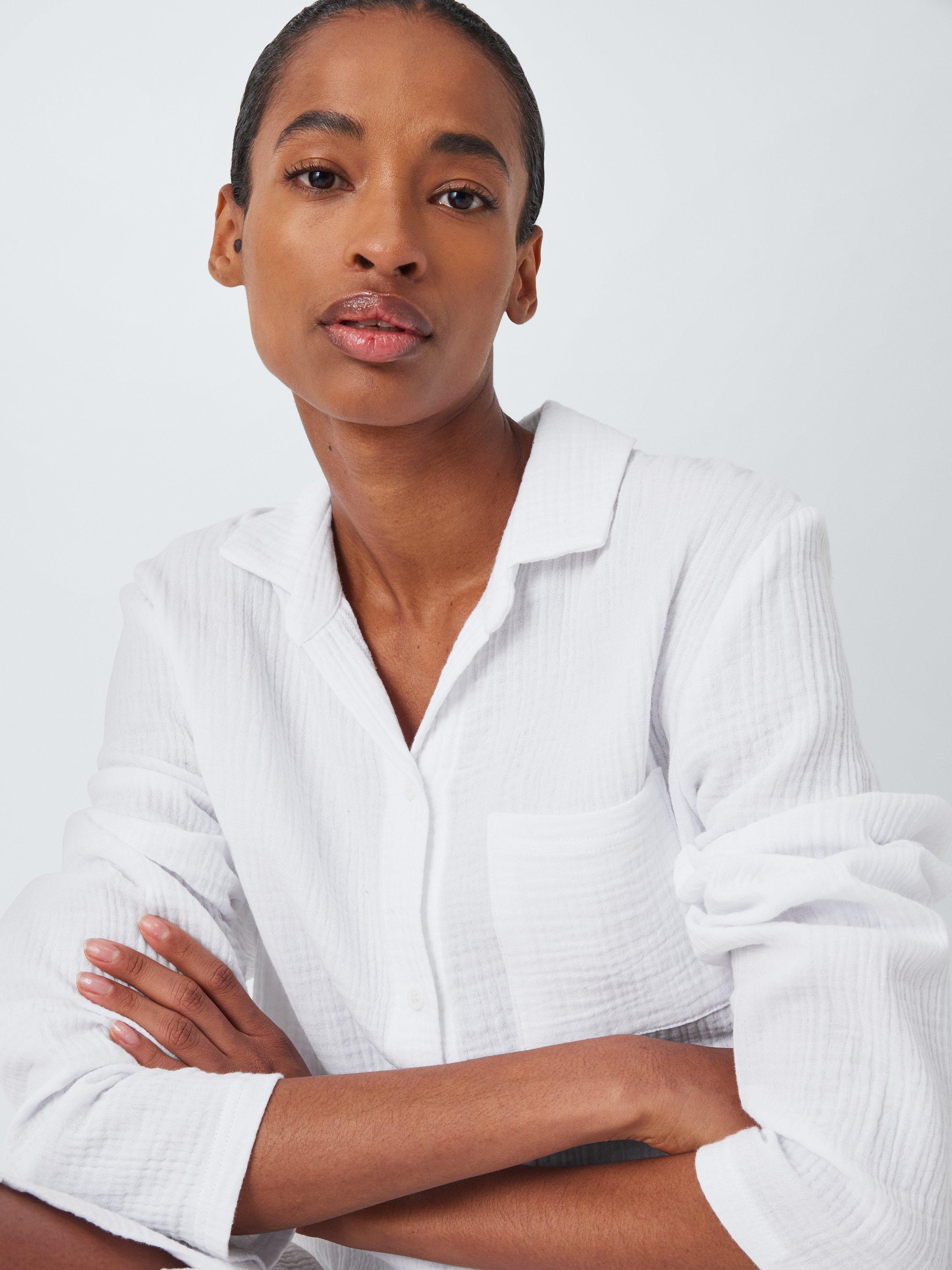 Product image 5 of 6, which shows John Lewis Double Cloth Cotton Nightshirt, White, 8