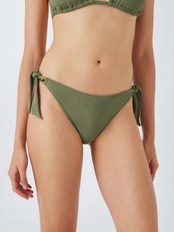 John Lewis Paris Tie-Side Bikini Bottoms, Khaki, Khaki
