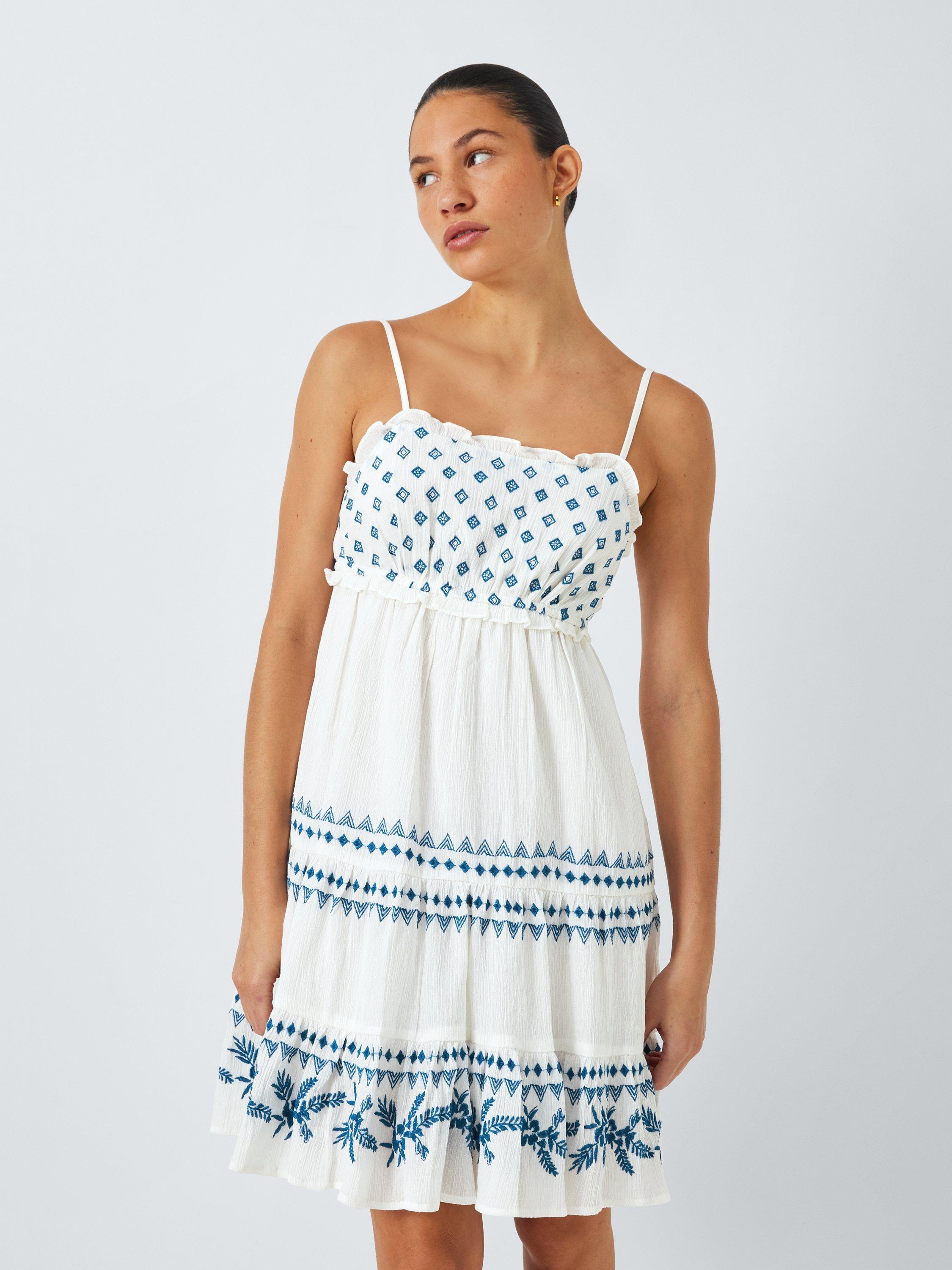 Product image 1 of 6, which shows AND/OR Amalfi Mini Dress, Blue/White, S