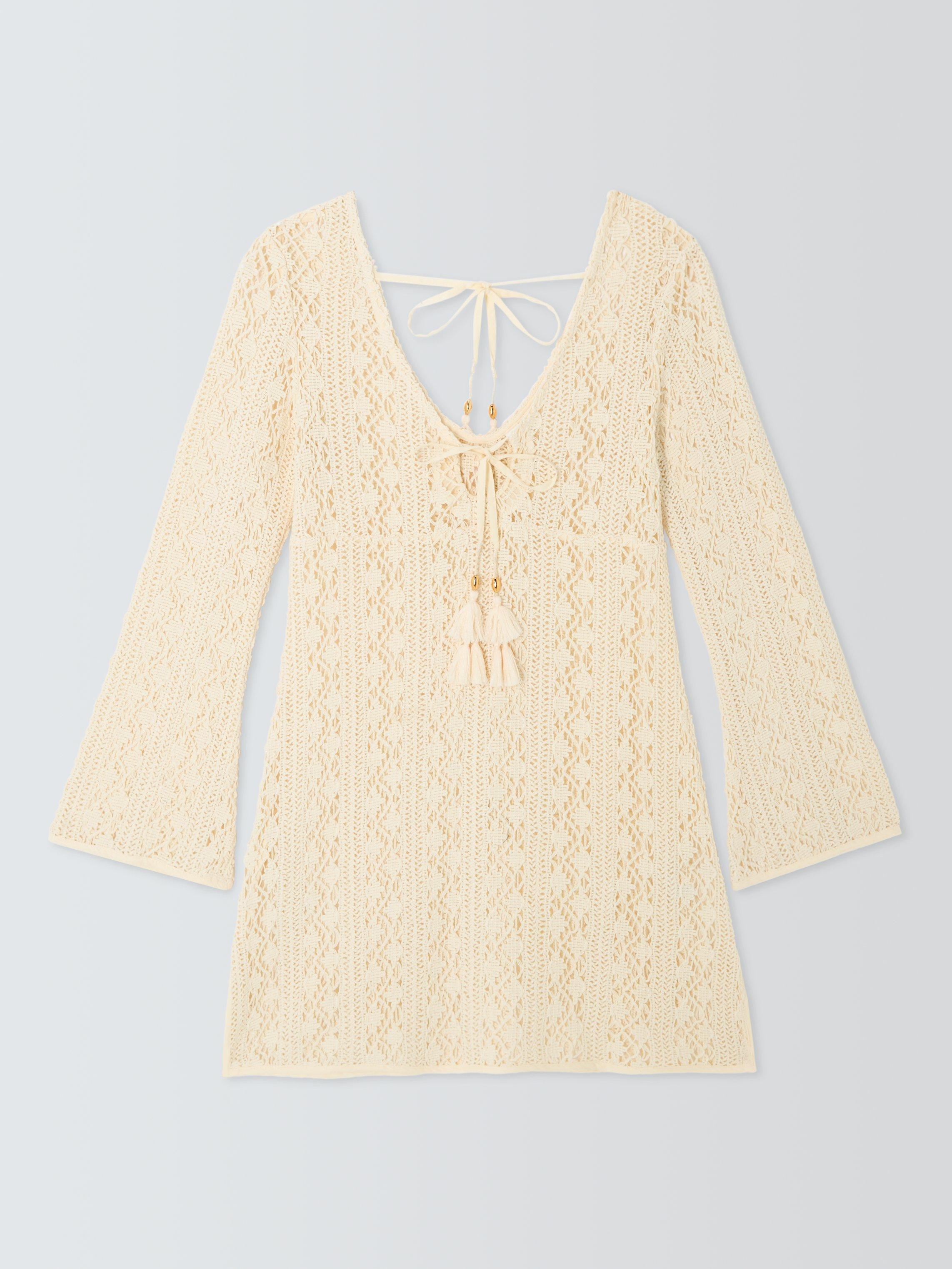 Product image 4 of 6, which shows AND/OR Capri Crochet Beach Dress, Ivory, S