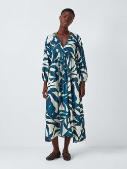 John Lewis Maldives Palm Midaxi Dress, Green/Multi, Green/Multi