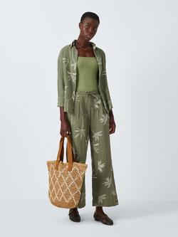 John Lewis Palm Embroidery Shirt, Green, Green