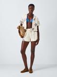 John Lewis Palm Embroidery Shorts, Cream