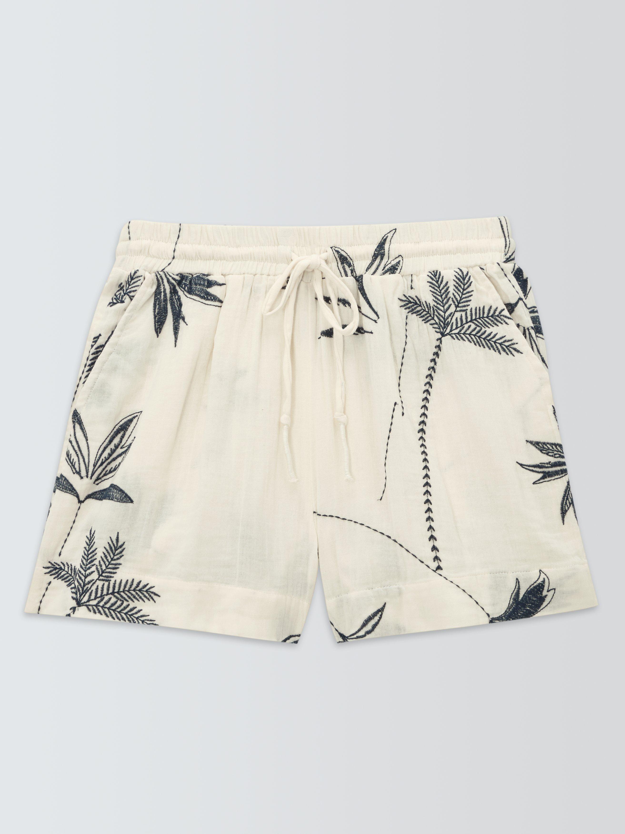 Product image 4 of 6, which shows John Lewis Palm Embroidery Shorts, Cream, M