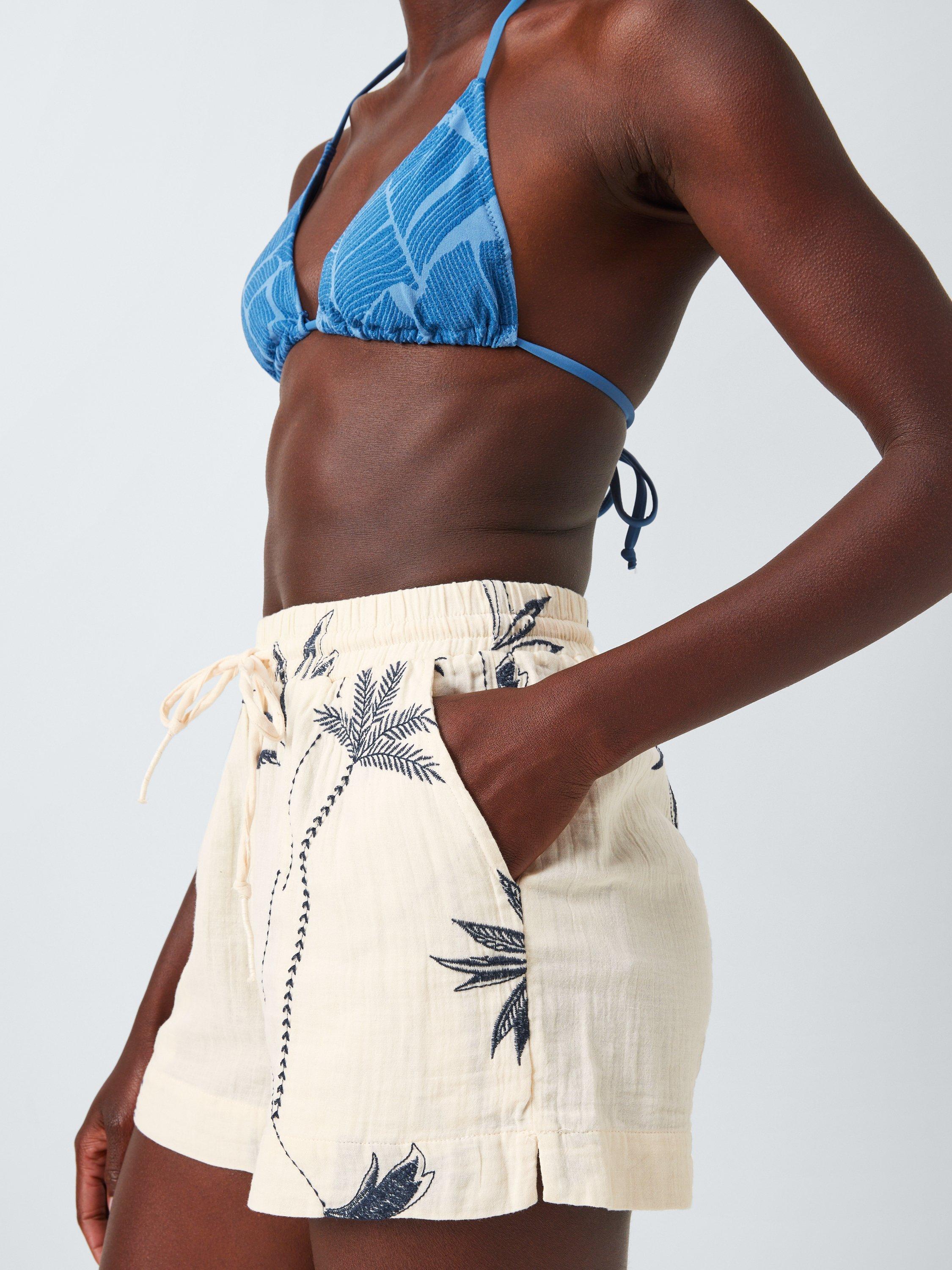 Product image 5 of 6, which shows John Lewis Palm Embroidery Shorts, Cream, M