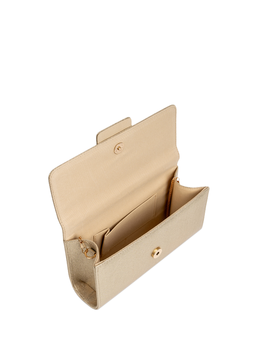 Product image 3 of 3, which shows Paradox London Dinah Glitter Flapover Clutch, Champagne