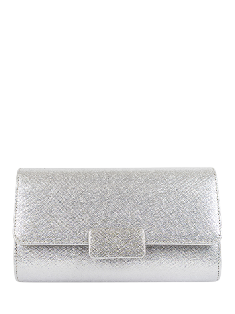 Paradox London Dinah Glitter Flapover Clutch, Silver