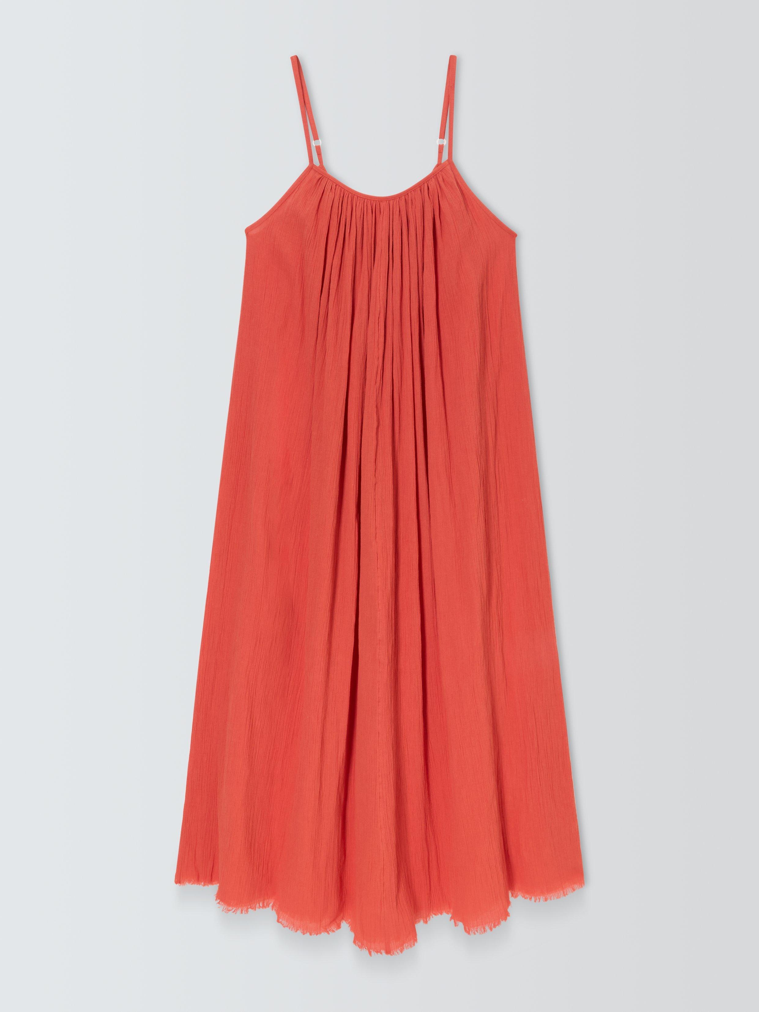 Product image 4 of 6, which shows John Lewis Ruched Organic Cotton Cami Dress, Rust, S