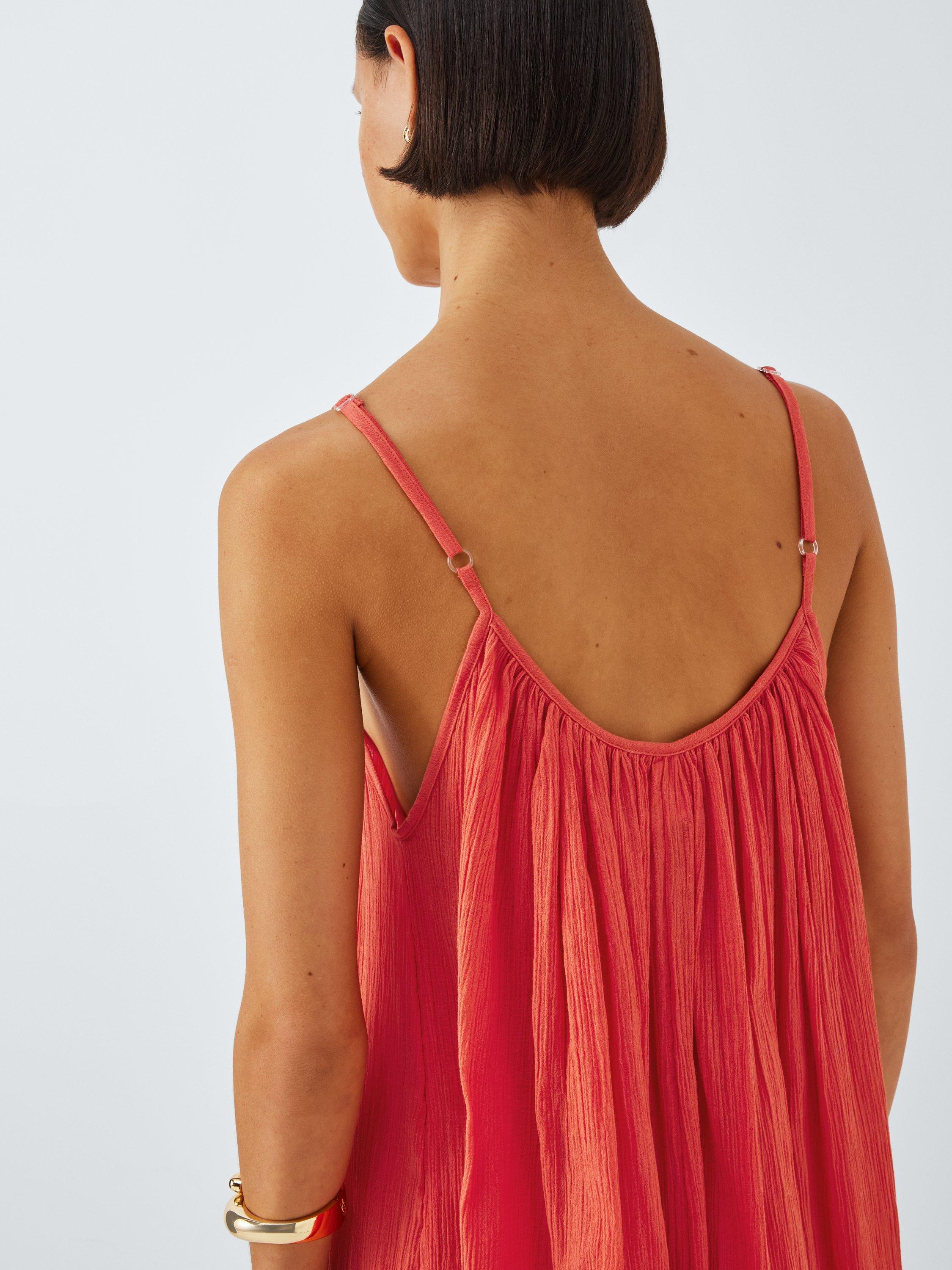 Product image 6 of 6, which shows John Lewis Ruched Organic Cotton Cami Dress, Rust, S
