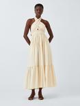 John Lewis Organic Cotton Halter Neck Maxi Dress, Cream