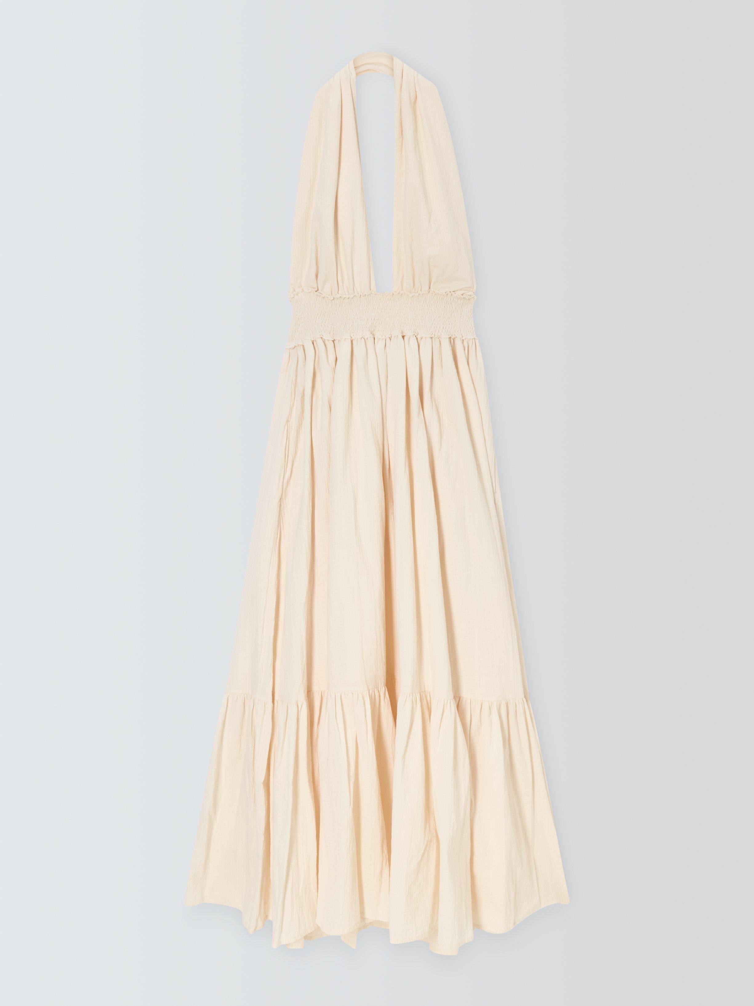 Product image 5 of 7, which shows John Lewis Organic Cotton Halter Neck Maxi Dress, Cream, S