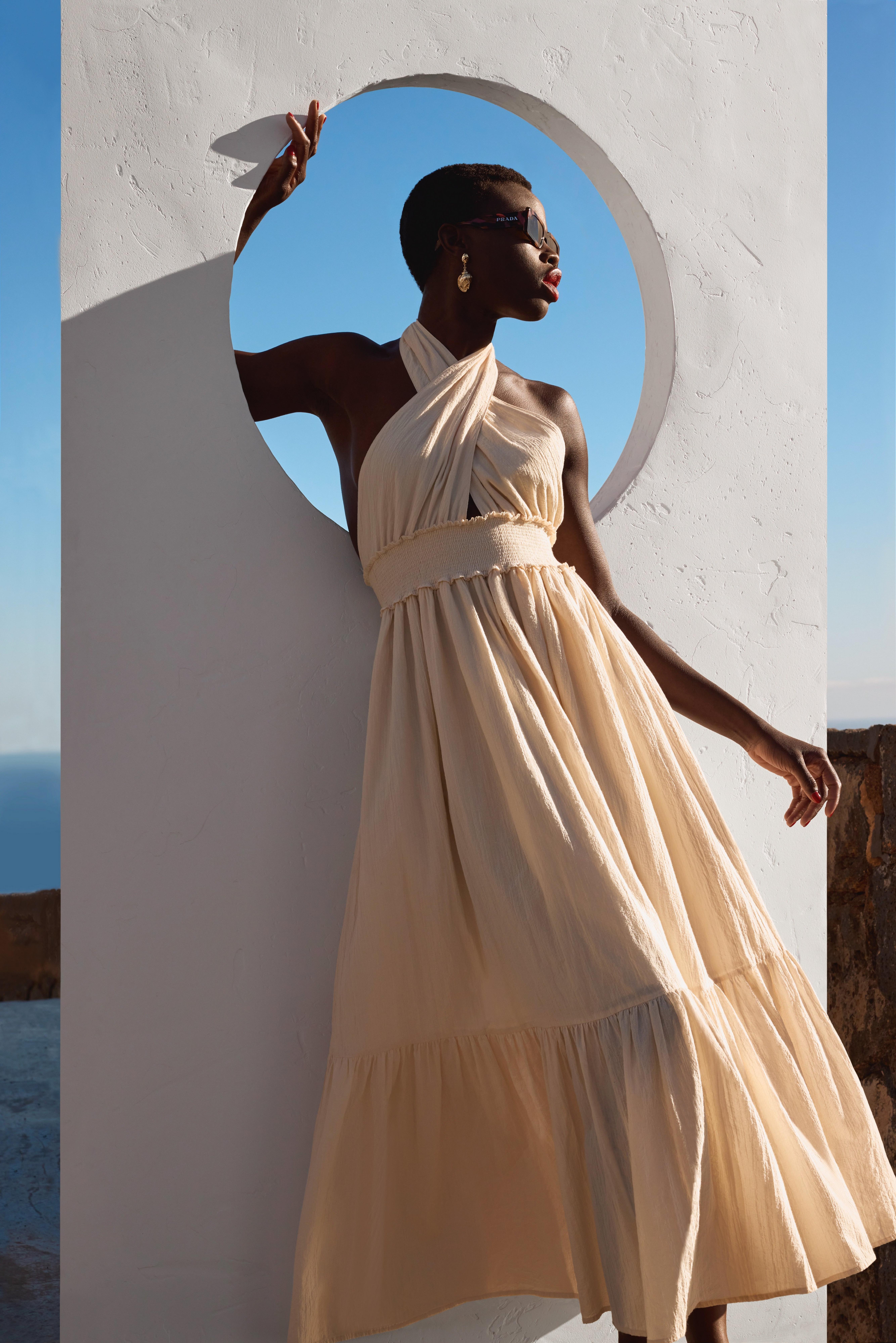 Product image 4 of 7, which shows John Lewis Organic Cotton Halter Neck Maxi Dress, Cream, S