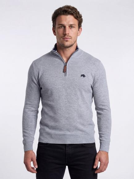 Raging Bull Quarter-Zip Sweater, Grey Marl, Grey Marl