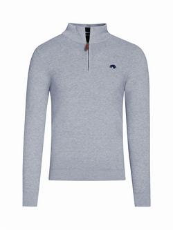 Raging Bull Quarter-Zip Sweater, Grey Marl - view 2, Grey Marl