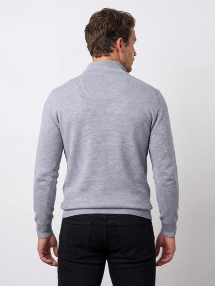 Raging Bull Quarter-Zip Sweater, Grey Marl - view 2, Grey Marl