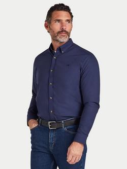 Raging Bull Cotton Regular Fit Long Sleeve Oxford Shirt, Navy
