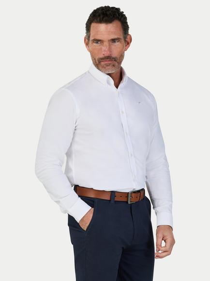 Raging Bull Cotton Regular Fit Long Sleeve Oxford Shirt, White