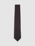 Reiss Pelosa Silk Blend Geometric Tie, Navy/Tobacco