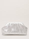 Phase Eight Metallic Leather Clutch Bag, Silver