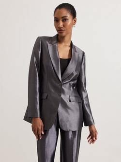 Phase Eight Sade Metallic Jacket, Gunmetal, Gunmetal