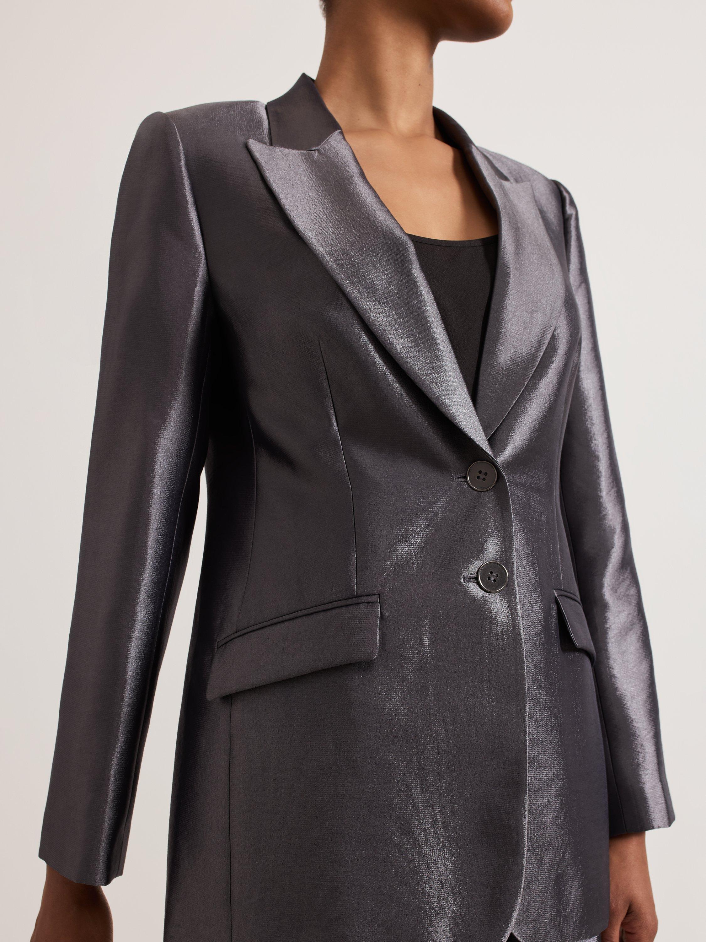 Product image 7 of 10, which shows Phase Eight Sade Metallic Jacket, Gunmetal, 6