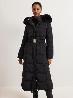 Phase Eight Dixie Long Puffer Coat, Black