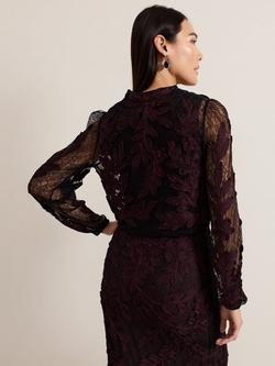 Phase Eight Montee Lace Cover Up, Burgundy - view 2, Burgundy