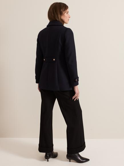 Phase Eight Petite Wool Blend Pea Coat, Navy - view 2, Navy