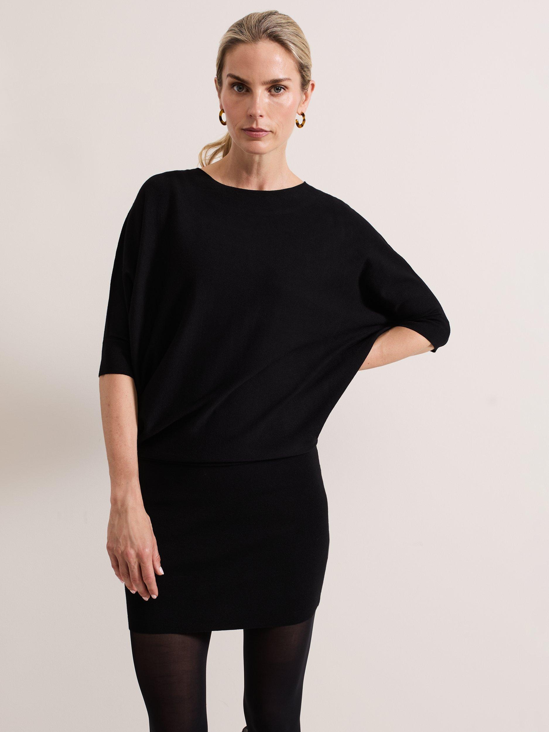 Product image 3 of 8, which shows Phase Eight Becca Batwing Dress, Black, 6