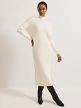 Phase Eight Cadie Cable Knit Midi Dress, Winter White