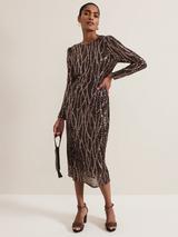 Phase Eight Misha Tapework Shimmer Dress, Black