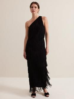 Phase Eight Petite Otto Fringe Tassel Maxi Dress, Black, Black