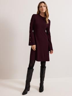 Phase Eight Romy Knit Mini Dress, Burgundy, Burgundy