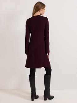 Phase Eight Romy Knit Mini Dress, Burgundy - view 2, Burgundy