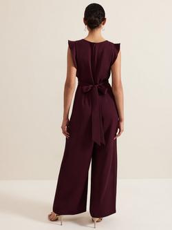 Phase Eight Ayla Ruffle Wrap Jumpsuit - view 2, Burgundy
