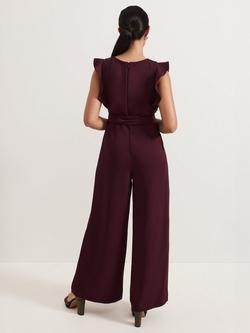 Phase Eight Petite Ayla Ruffle Jumpsuit - view 2, Burgundy
